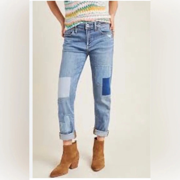 Pilcro By Anthropologie Women’s Slim Boyfriend Patchwork Jeans Size 26 - Picture 1 of 8